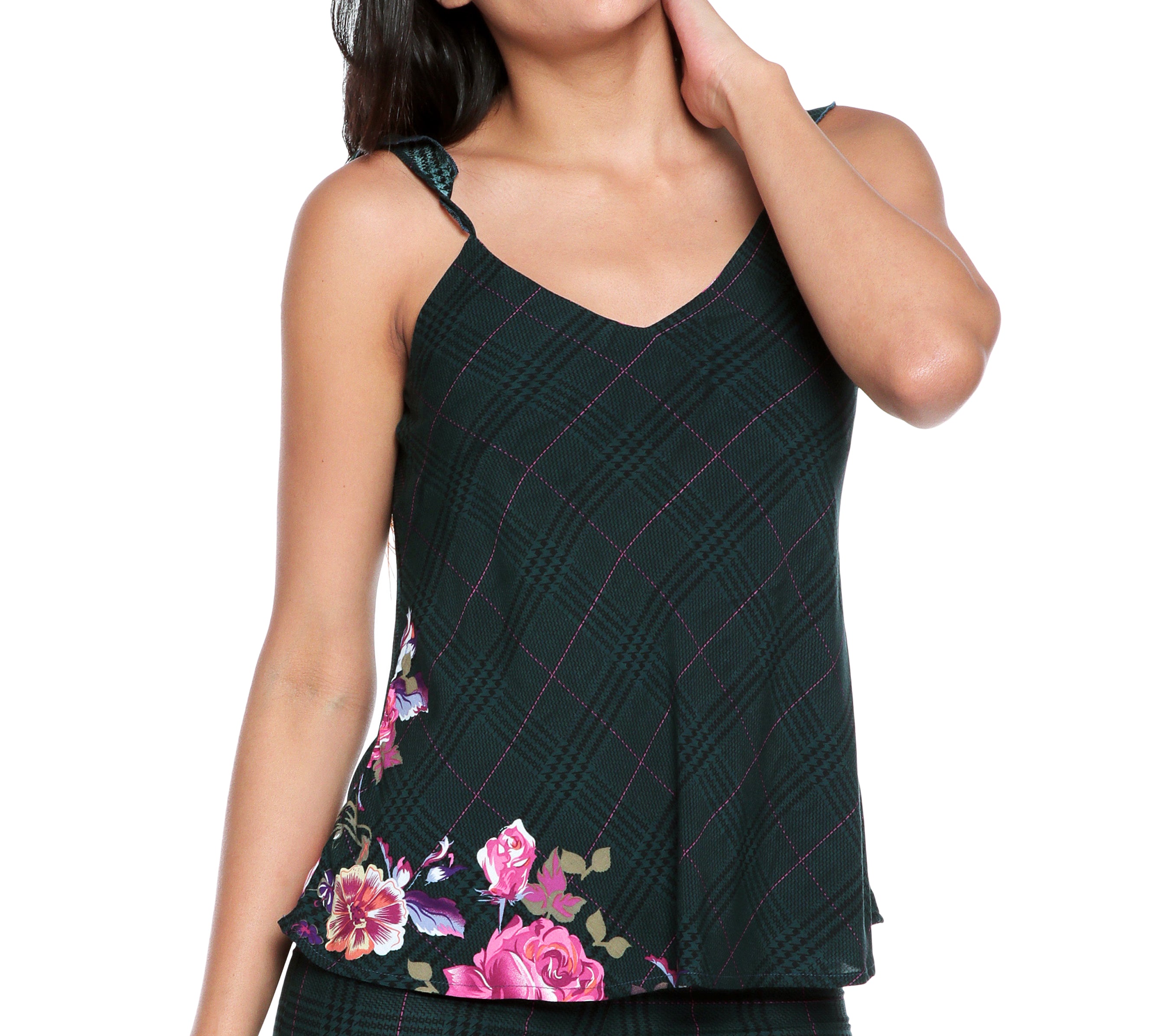 Spring Floral Ruffle Strap Top