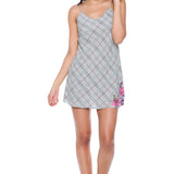 Plaid and Roses Short Dress