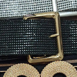 Square Buckle Metallic Finish Wide Elastic Belt