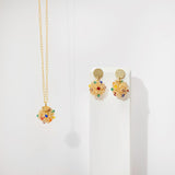Fire Bead Elegance Earrings - 14K Gold-Plated