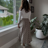 Soft Linen Polka Dot Midi Skirt – With Pockets