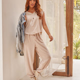 Loungewear set, V-Neck Blouse and Joggers