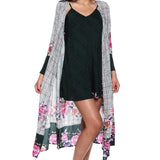 Plaid Floral Kimono in Cotton-Viscose Blend