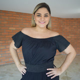 Wide Neck Black Shirt