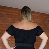 Wide Neck Black Shirt
