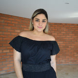 Wide Neck Black Shirt