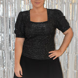 Lustrous Allure: Square Neck Lurex Shirt