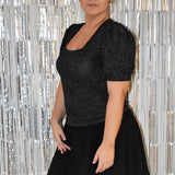 Lustrous Allure: Square Neck Lurex Shirt