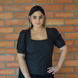 Lustrous Allure: Square Neck Lurex Shirt