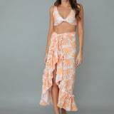 Flattering Long Wrap Skirt or Dress with Chic Ruffle Detail