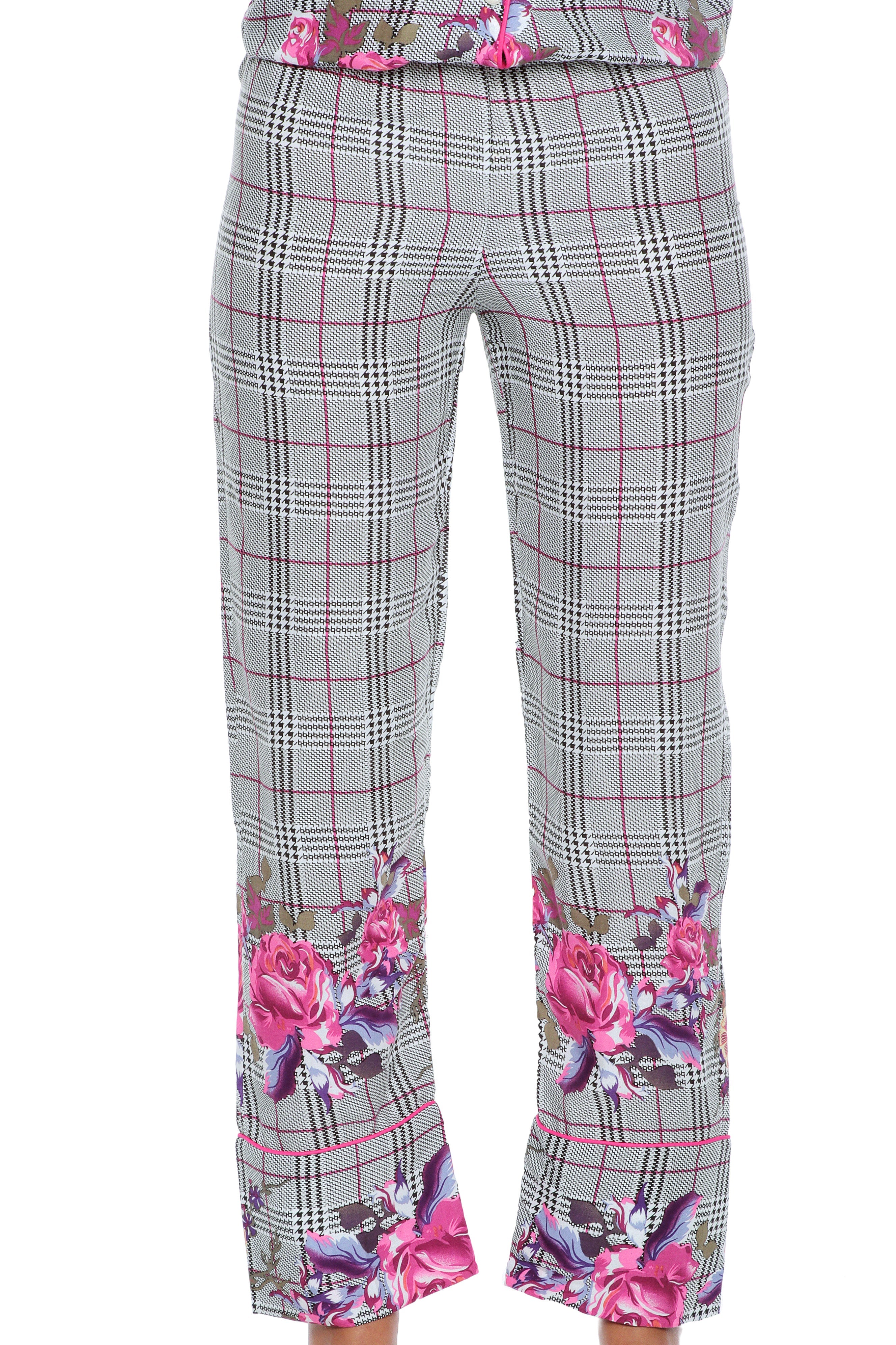 Comfy Plaid Pajama Set with V-Neck Shirt.
