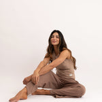 pajama set brown, mocha sleeveless long pants breathable