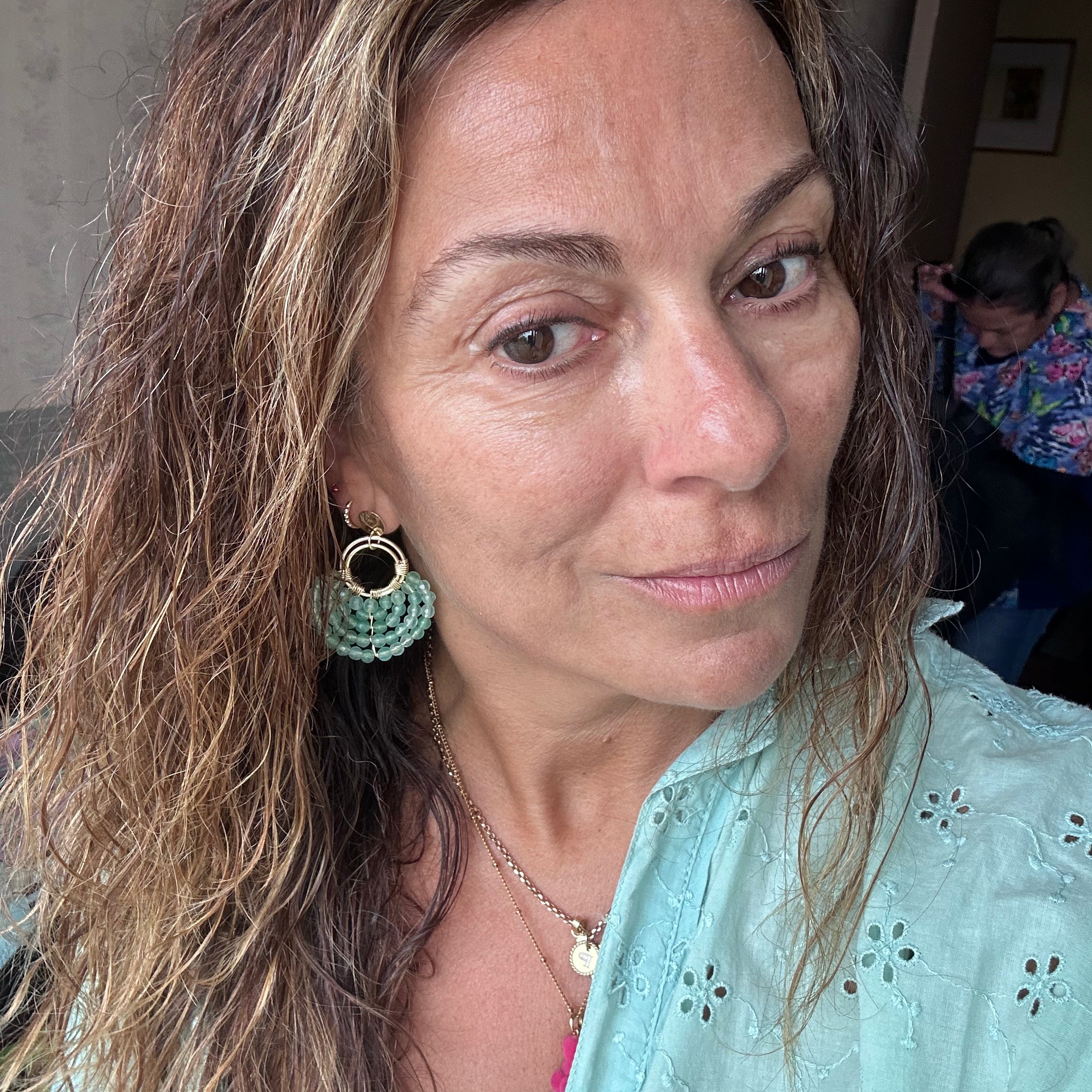 Colorful Agate Hoop Earrings - 14K Gold