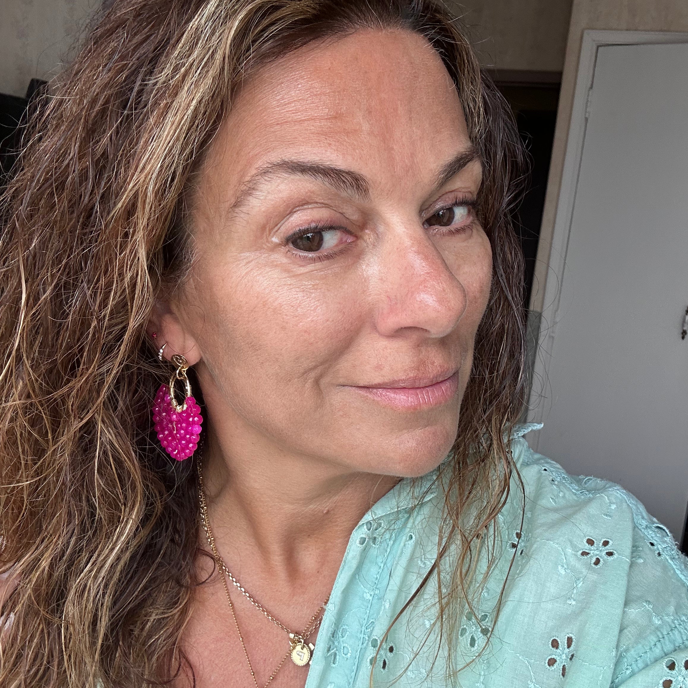 Colorful Agate Hoop Earrings - 14K Gold