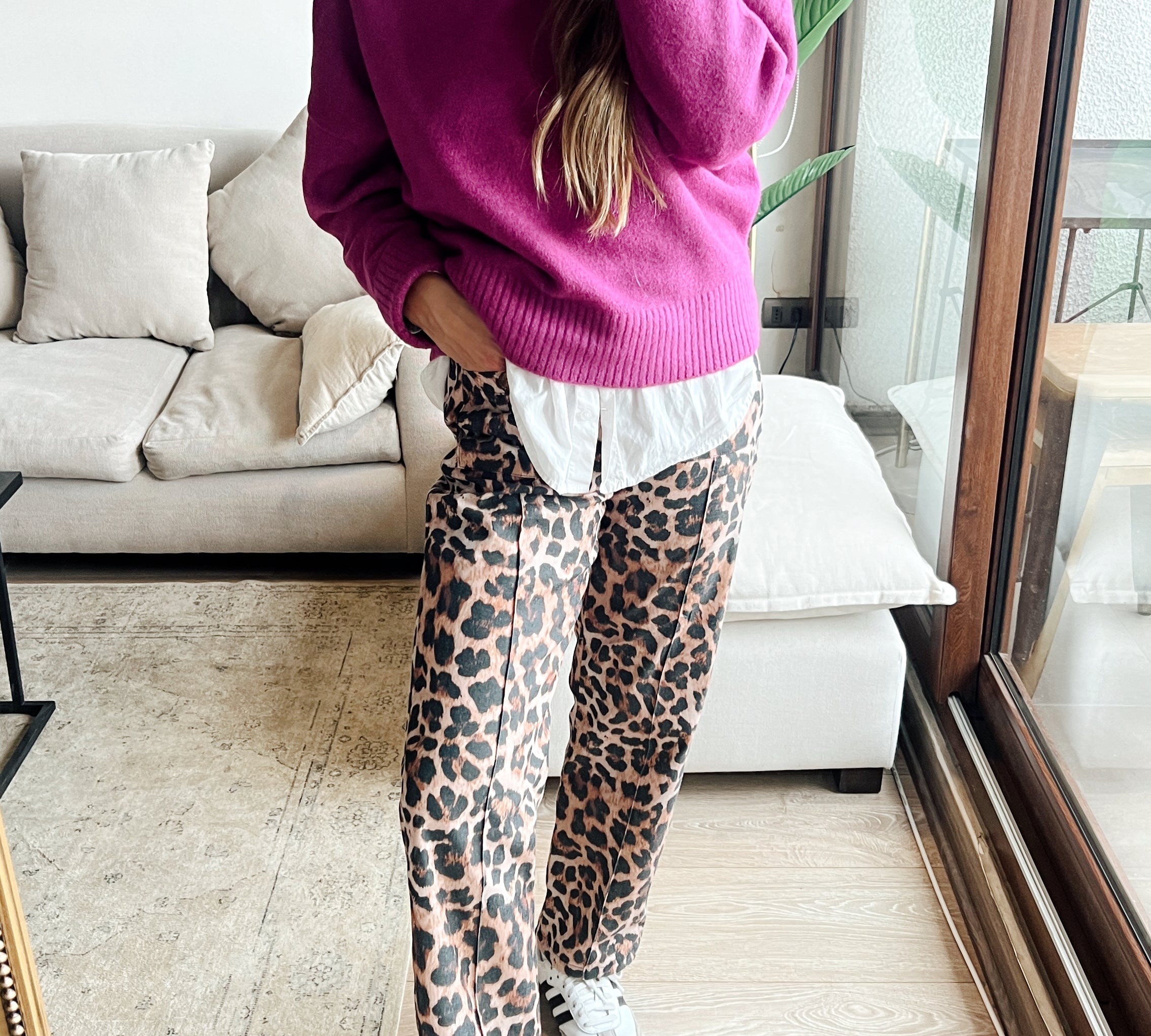 Chic Animal Print Trousers