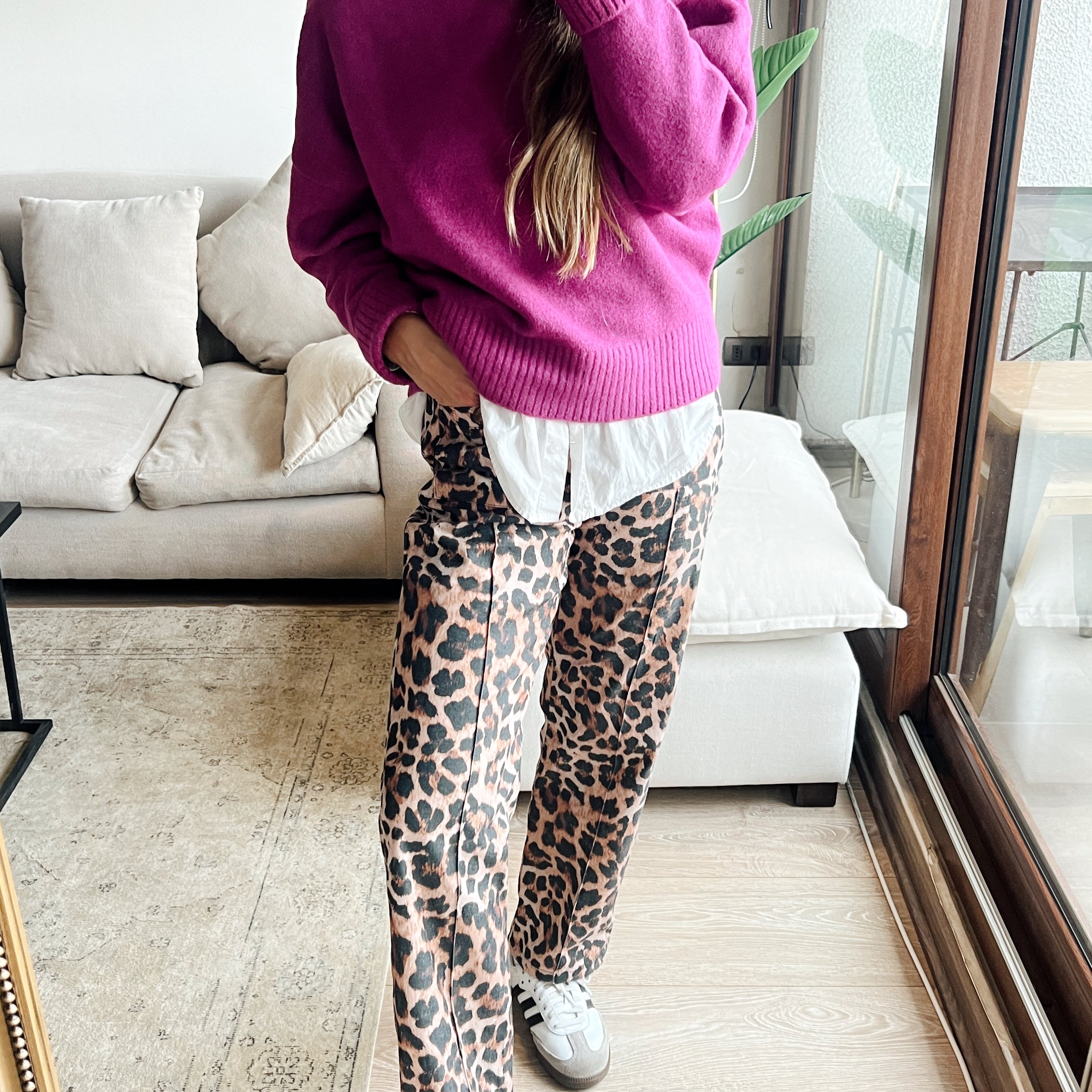 Chic Animal Print Trousers