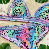 Neon Wild Crochet-Trim Bikini Set