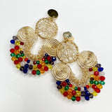 Colorful Egyptian Charm Earrings - 14K Gold-Plated