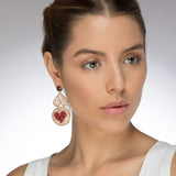 Crystal Heart Dangle Earrings - 14K Gold-Plated