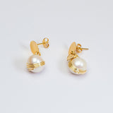 14K Gold-Plated Solitaire Pearl Earrings