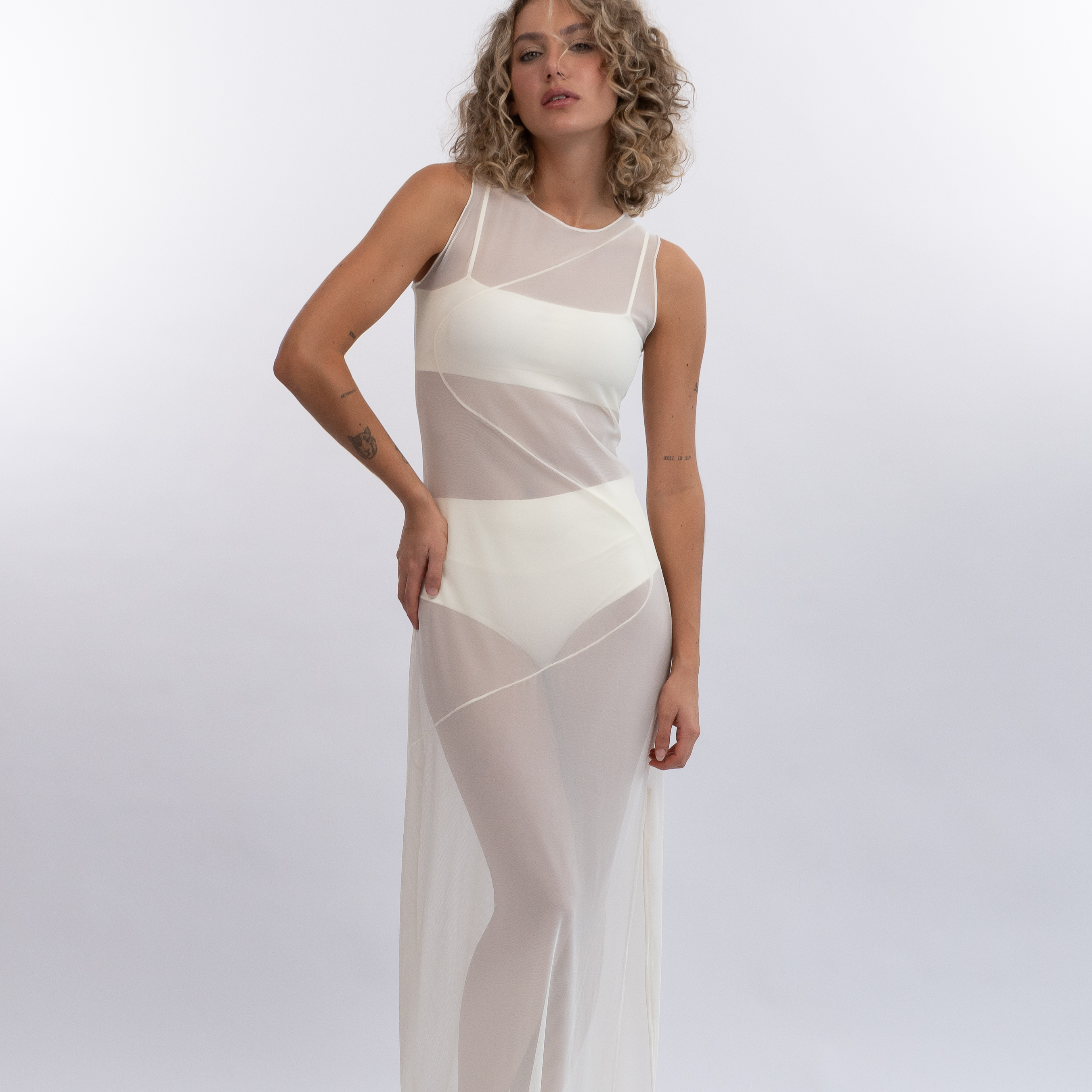 The Sheer Muse Maxi Dress Me enamore. Ivory / Small The Sheer Muse Maxi Dress Me enamore. Ivory / Small