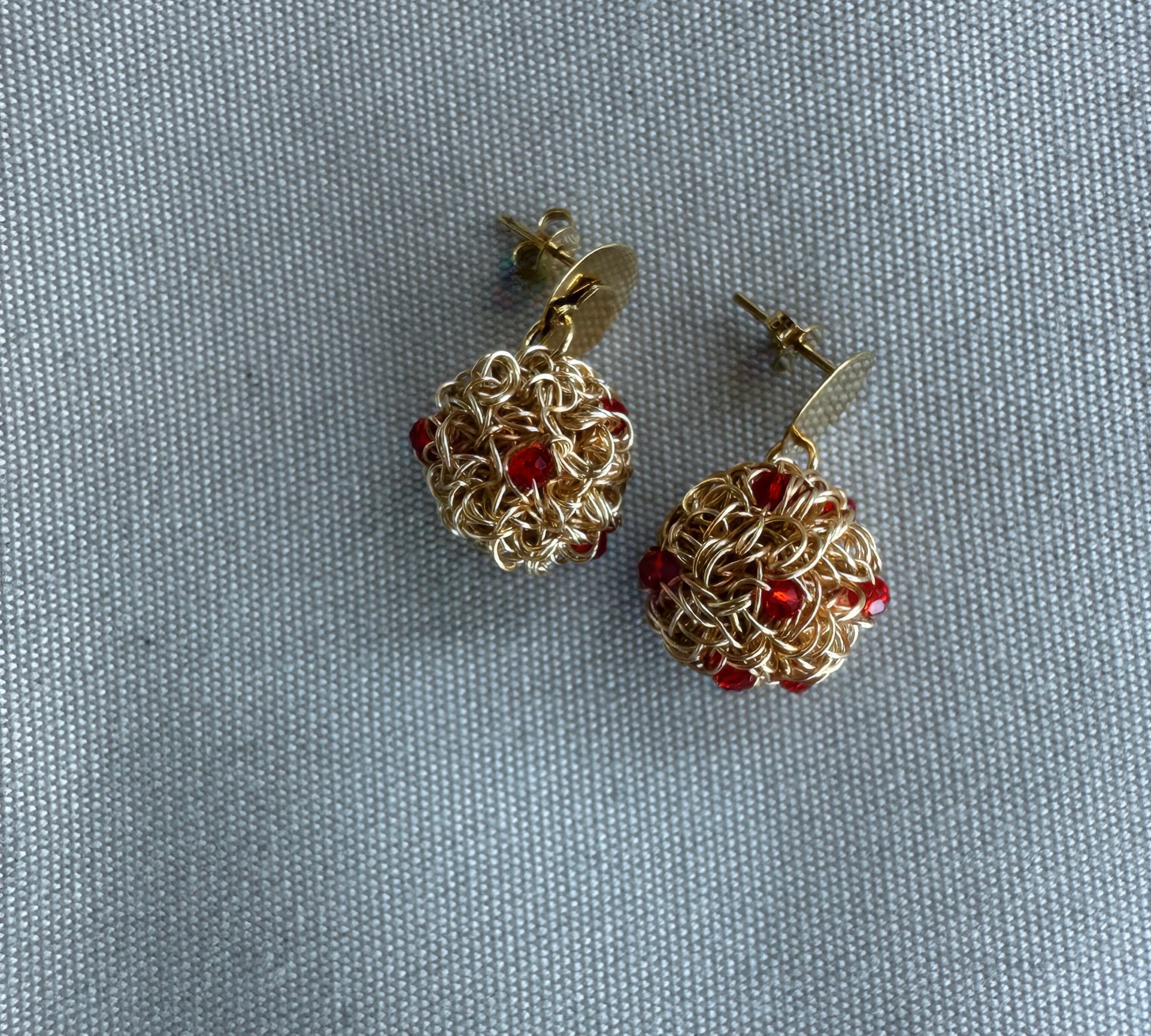 Fire Bead Elegance Earrings - 14K Gold-Plated