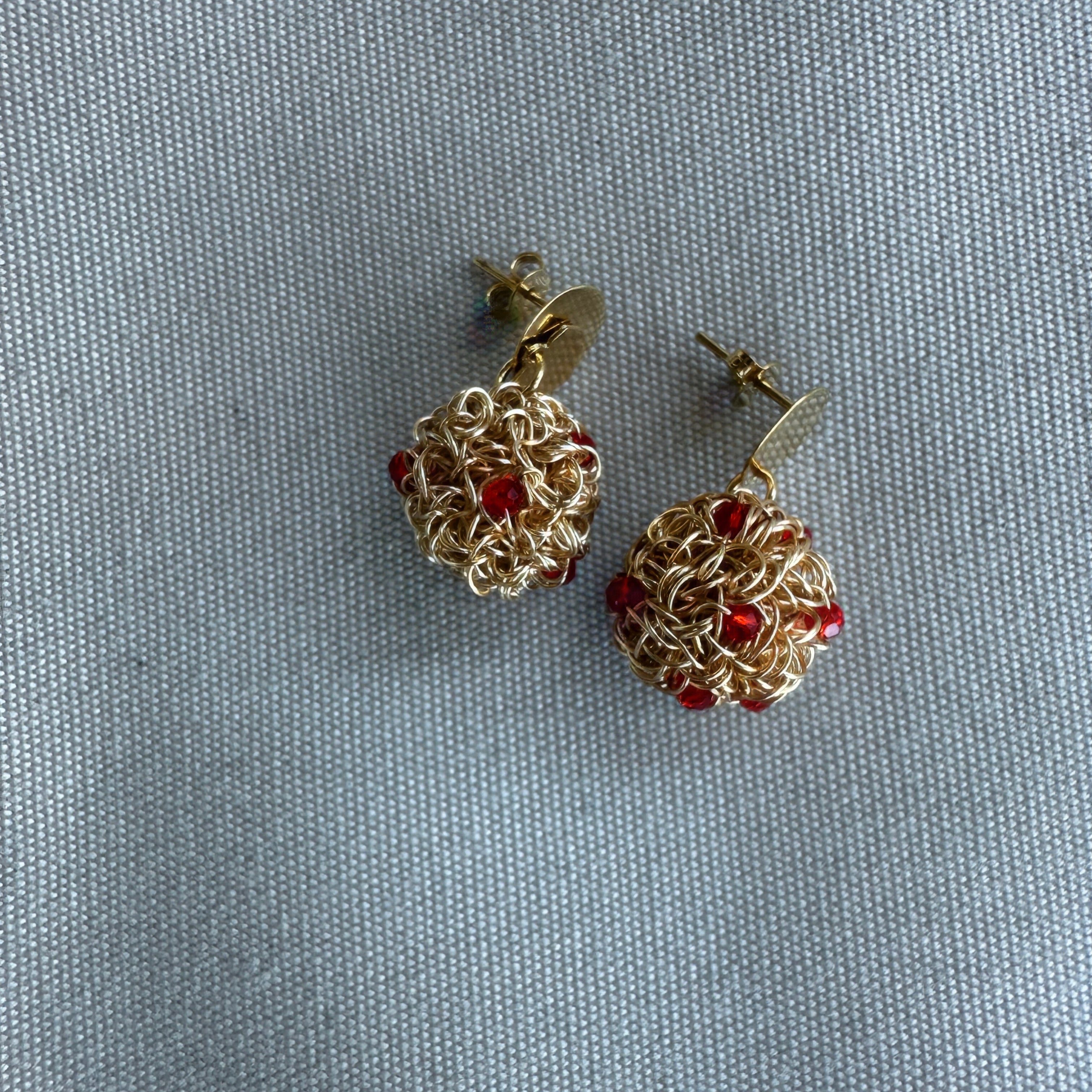 Fire Bead Elegance Earrings - 14K Gold-Plated