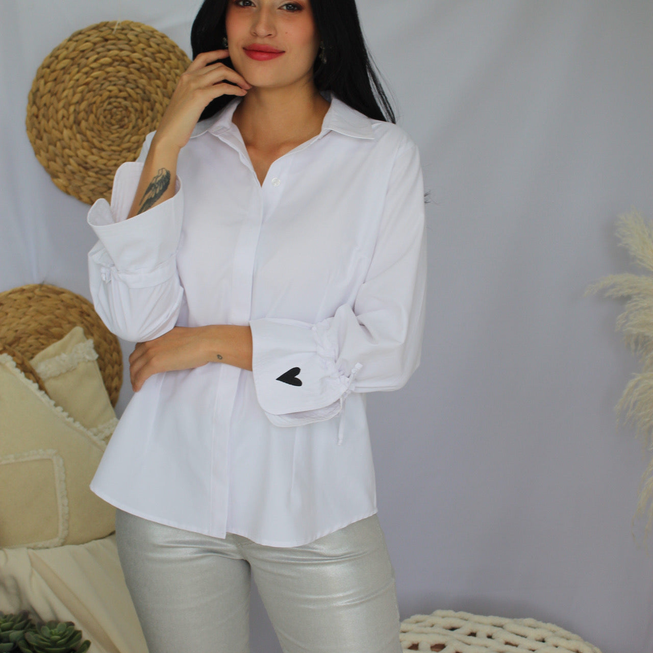 3/4 Sleeve Embroidered Blouse