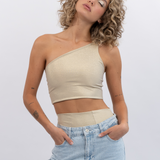 The Glow One-Shoulder Crop Top Inevitable