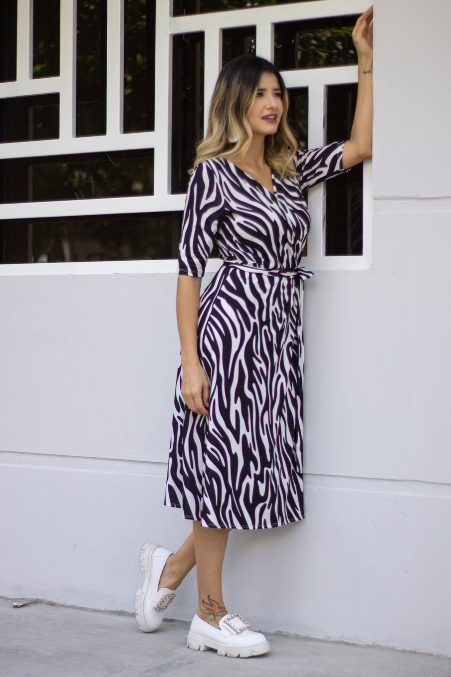 Zebra Print short sleeves Dress