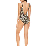 Animal Print Backless One Piece Swimsuit with Tummy Control