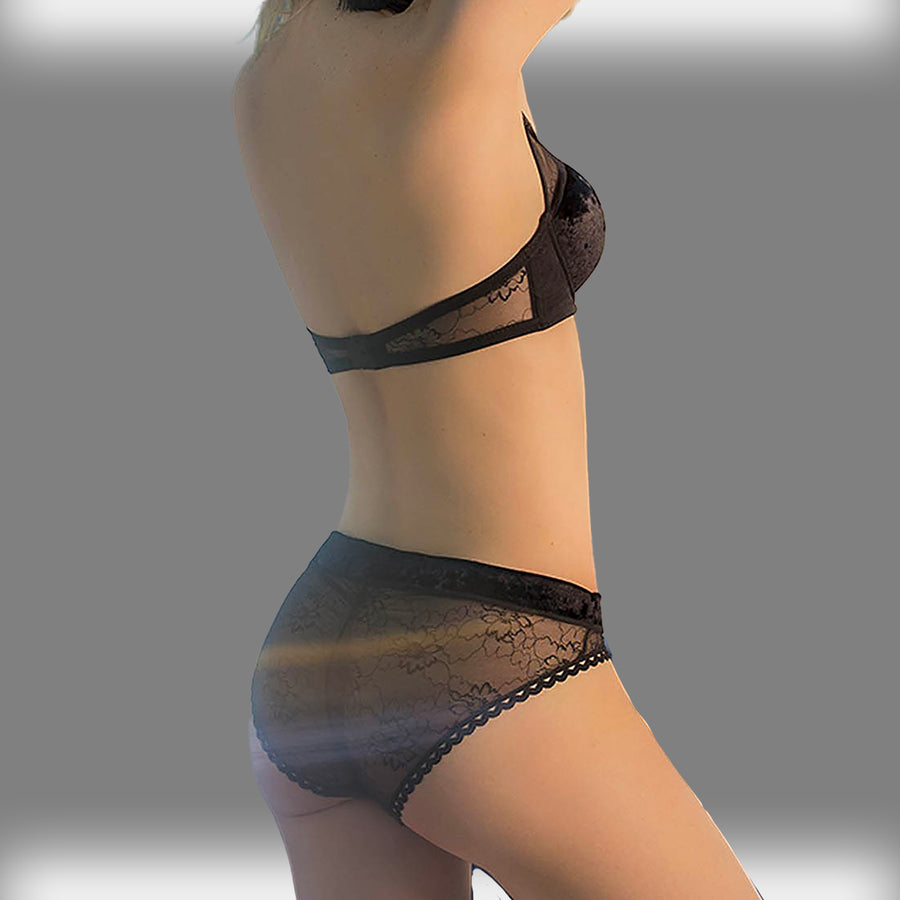 Velvet Mesh Halter Bra: Sexy Elegance