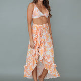 Flattering Long Wrap Skirt or Dress with Chic Ruffle Detail