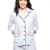 100% Cotton Striped Pajama Set with Velvet Details