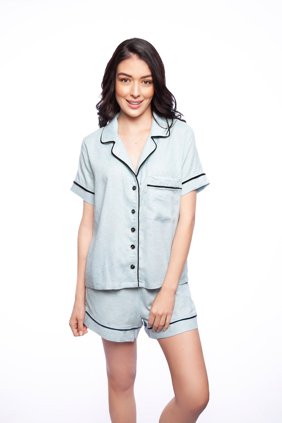 Pajama Set with Velvet Detailing